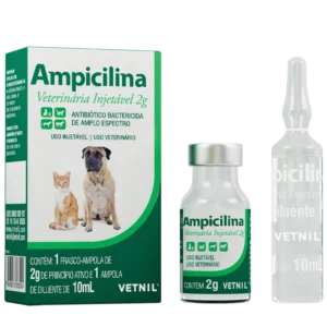 Antibiótico bactericida Ampicilina Veterinária Injetável